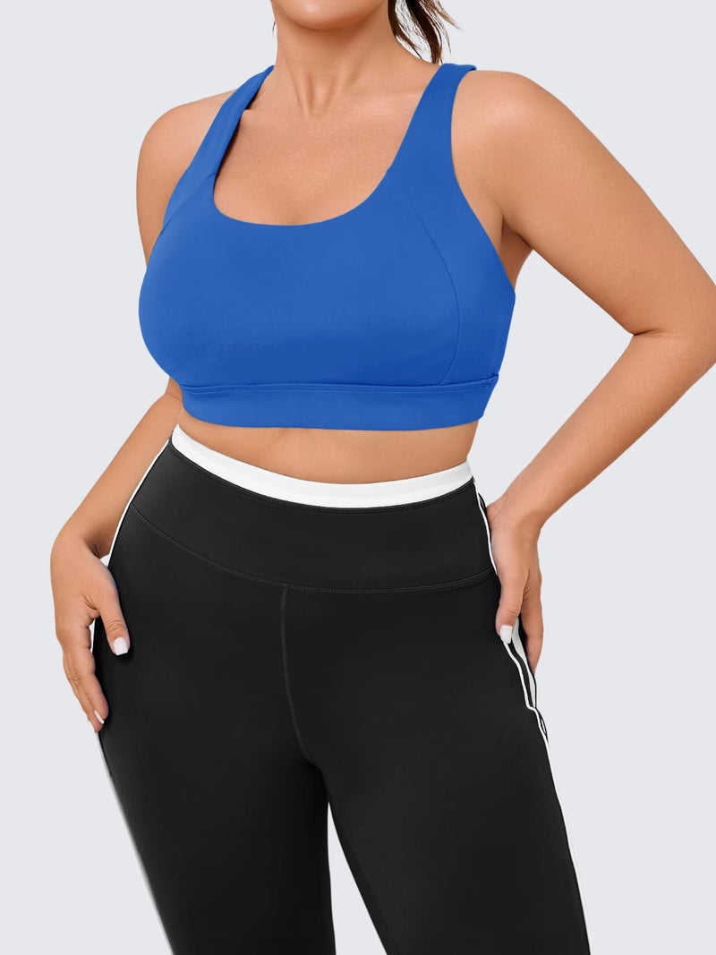 Plus Size Cloud Soft Racerback Sports Bra with Adjustable Straps and Removable Pads - Image 2
