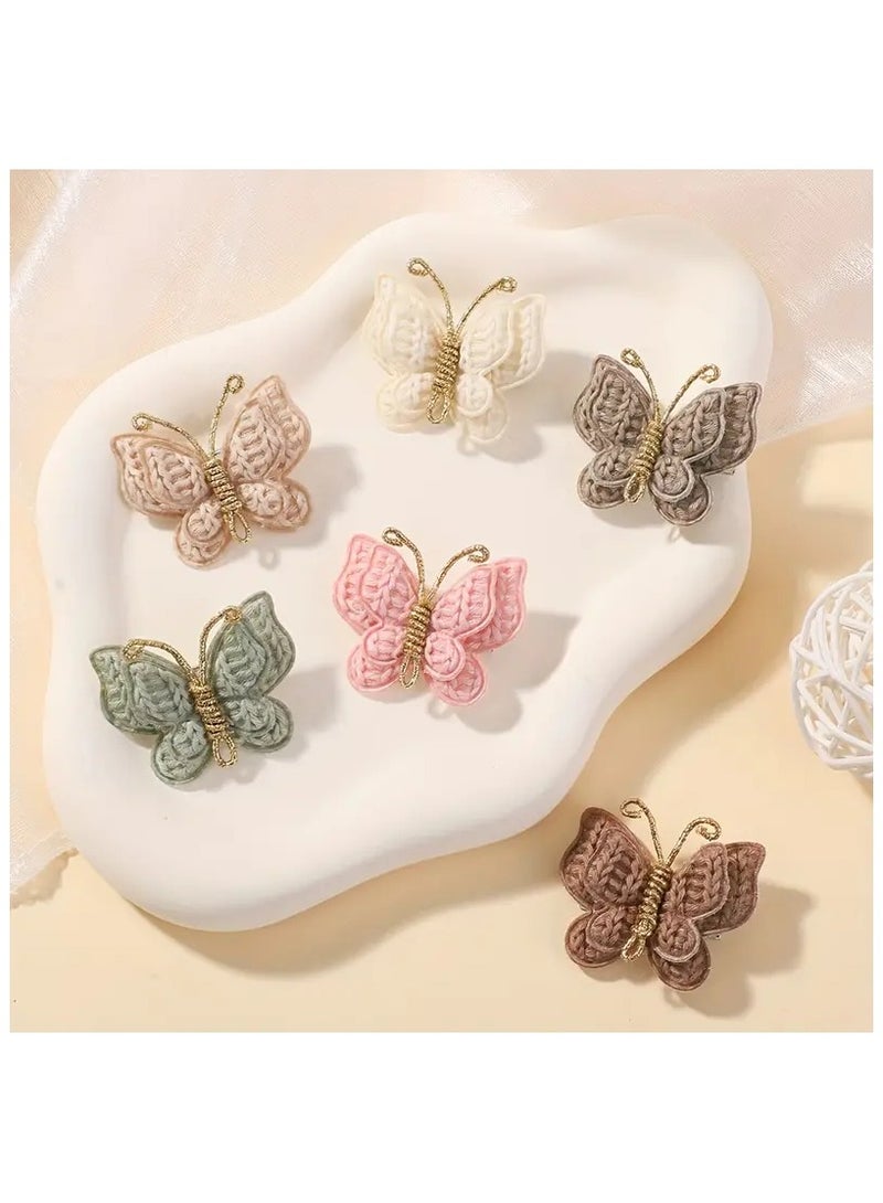 ام كي مجموعة من 4 قطع مشبك شعر فراشة مضفر من خيوط الصوف للبنات – إكسسوار شعر أنيق وجذاب - Image 5