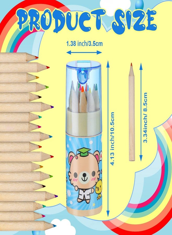 Fumete Cute Pencils Mini Drawing Colored Pencils Bulk for Kids with Sharpener Portable Color in Tube Party Favors Gift for Classroom School Supplies, 12 Colors - Image 2