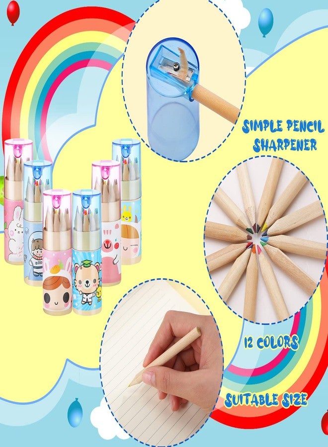 Fumete Cute Pencils Mini Drawing Colored Pencils Bulk for Kids with Sharpener Portable Color in Tube Party Favors Gift for Classroom School Supplies, 12 Colors - Image 4