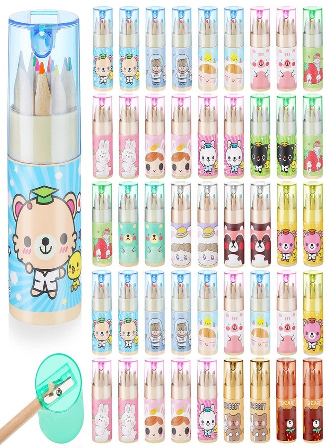 Fumete Cute Pencils Mini Drawing Colored Pencils Bulk for Kids with Sharpener Portable Color in Tube Party Favors Gift for Classroom School Supplies, 12 Colors - Image 1