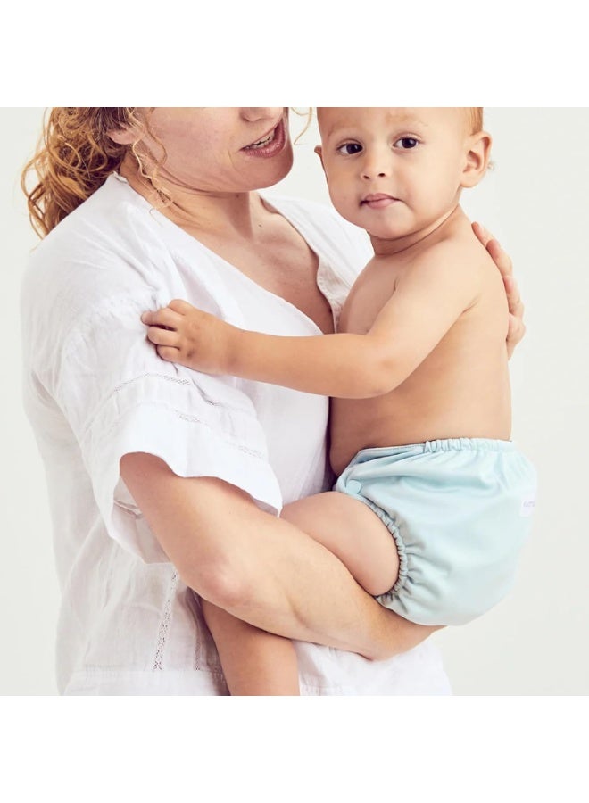 Esembly Cloth Diaper Bundle Set - 3 Organic Cotton Absorbent Inners and 1 Waterproof Outer Diaper Cover - Reusable, Washable, Snap Closure Cloth Diapers - Size 2 (18-35lbs), Mist - Image 4