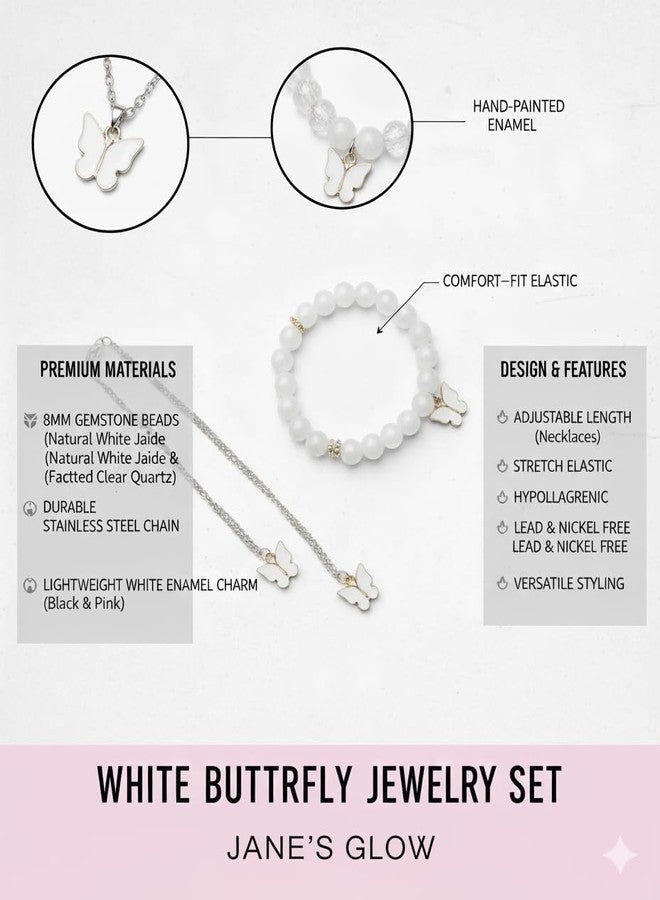 JANEJA White Jewellery Combo Set for Women – Bracelet & Necklace Set with Elegant White Beads, Bridal & Gifting - Image 5