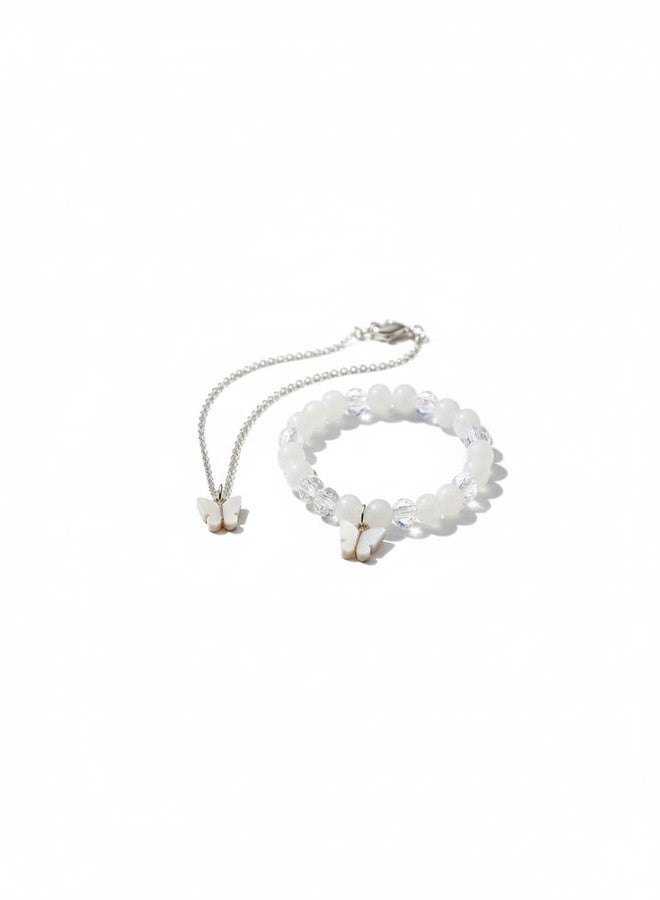 JANEJA White Jewellery Combo Set for Women – Bracelet & Necklace Set with Elegant White Beads, Bridal & Gifting - Image 1