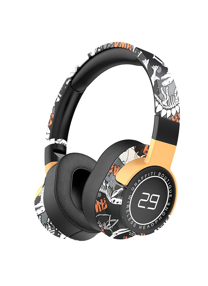 SOYTO Bluetooth Headphones Over The Ear, Graffiti Wired/Wireless Headphones with Microphone-Soft Ear Cushions, Foldable Hi-Fi Stereo Sound Bluetooth Headsets for Pad Laptop PC Cellphone (Black)  - Image 1