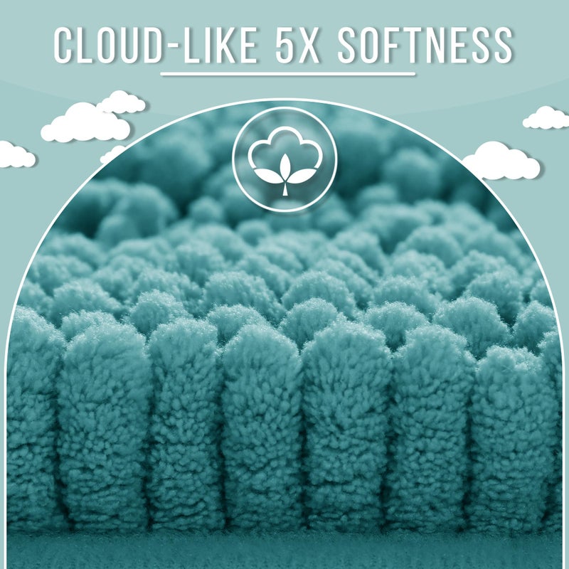 Yimobra Bathroom Rug Mat, Non Slip and Super Absorbent Bath Mat, Machine Washable Quick Dry, Ultra Plush Chenille Shower Rugs for Bathroom Floor Sink Tub and Shower Outside, Teal Blue, 24 x 17 - Image 3