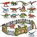 Oriate 12PCS Mini Dinosaurs Figurines Toys with Dinosaur Trainning Fence Play Toys Set for Kids 35 57 Capture n Escape Jurassic Dino World Playset including 12 Jurassic Dinosaur Fences Gates 2 Blasters - Image 3
