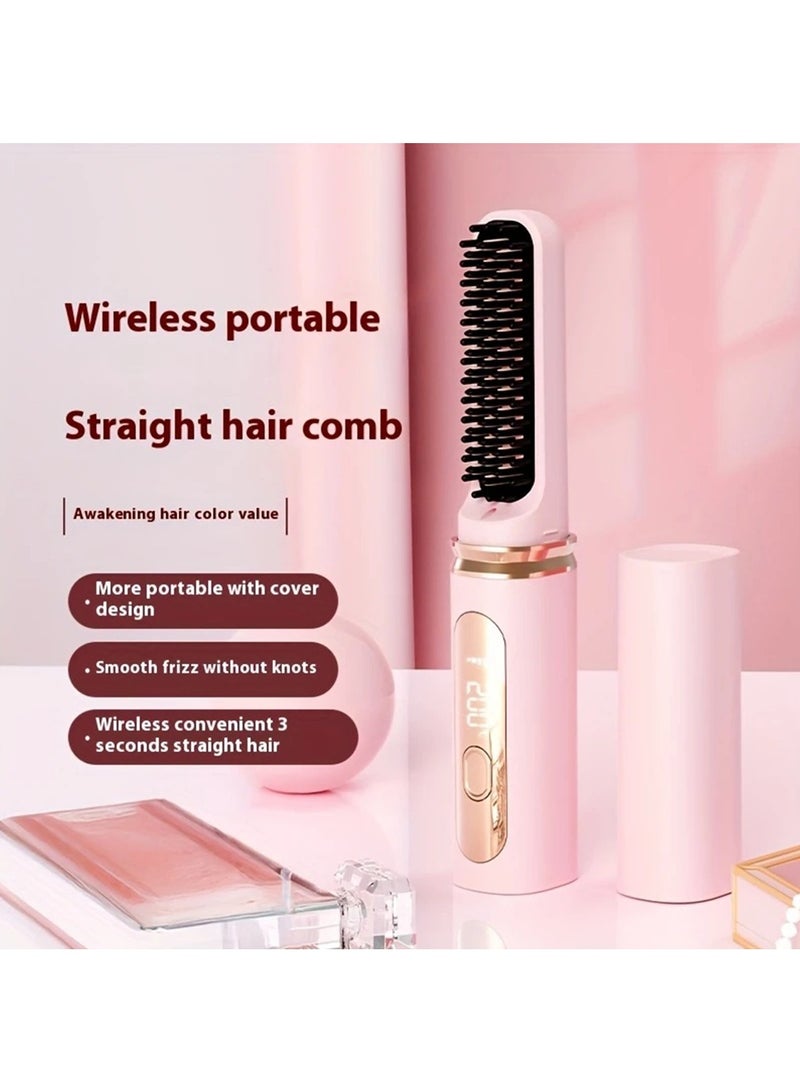 Wireless Charging Straightening Comb, Portable Mini Hair Straightener with Negative Ion Technology, Multifunctional Styling Tool for Smooth, Frizz-Free Hair, Blue - Image 3