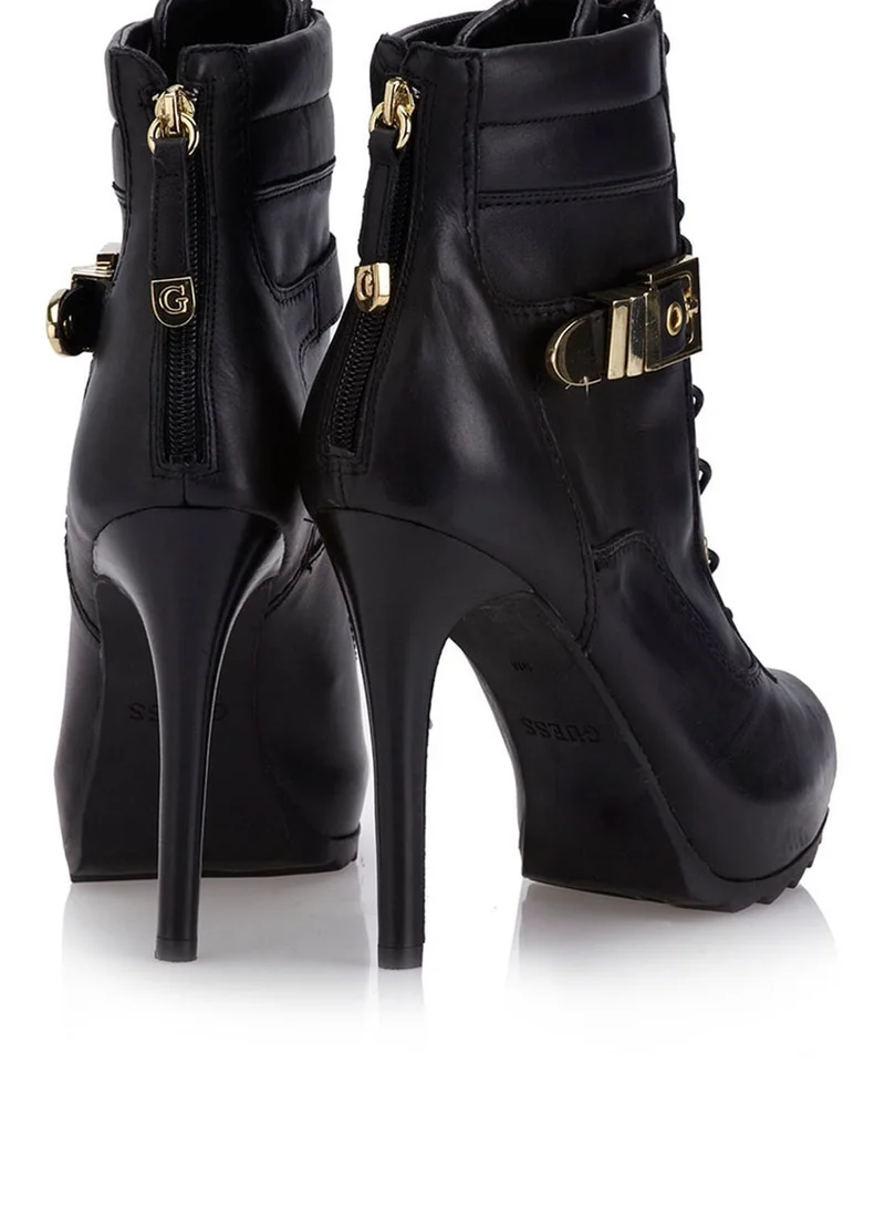 GUESS Lace Up Peep Toe Booties