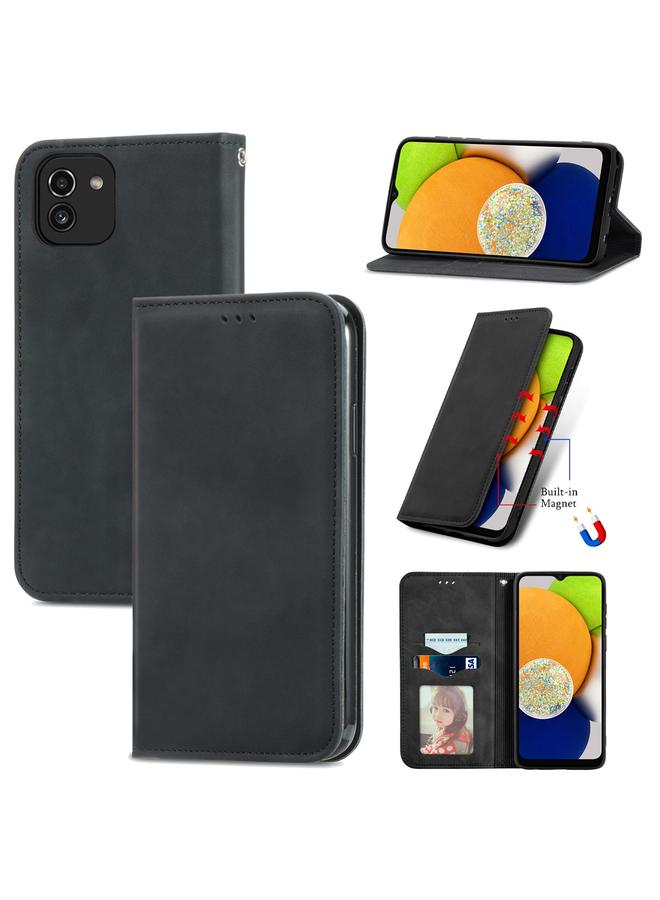 S-TOP Case For Samsung Galaxy A03 EU 166mm Retro Skin Feel Magnetic Horizontal Flip Leather Phone Case - Image 1