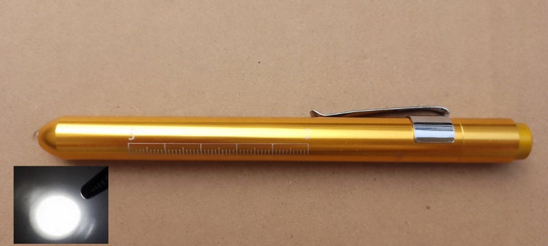 LED Diagnostic Penlight Pupil Oral Exam Clip Torch Yellow-white light - Image 1