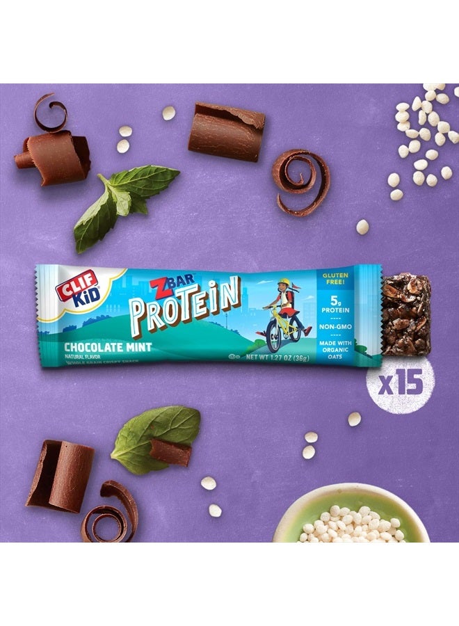 Clif Kid ZBar CLIF Kid Zbar Protein - Chocolate Mint - Crispy Whole Grain Snack Bars - Made with Organic Oats - Non-GMO - 5g Protein - 1.27 oz. (15 Pack)  - Image 2