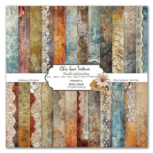 SKIONCE Vintage Aesthetic Floral Scrapbook Paper Scrapbooking Specialty Flower Pattern Double Sided Decorative Craft Paper Pad for DIY Card Making Photo Album Journal 6×6,24 Sheets - Image 1