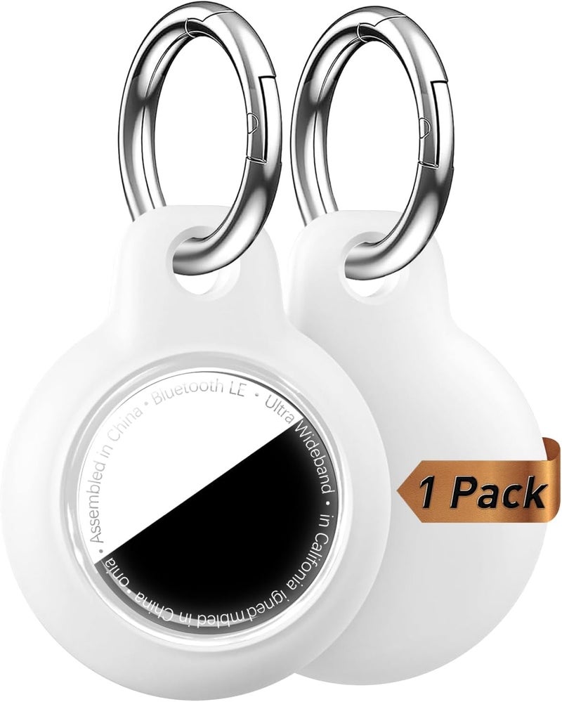 حافظة MOLOSLEEVE مطورة لحامل Airtag مع سلسلة مفاتيح، غطاء GPS مقاوم للماء ومضاد للخدش والصدمات، سلسلة مفاتيح، إكسسوارات Airtags لحالات تتبع GPS لحقائب الظهر والحقائب والأمتعة، أبيض - Image 1