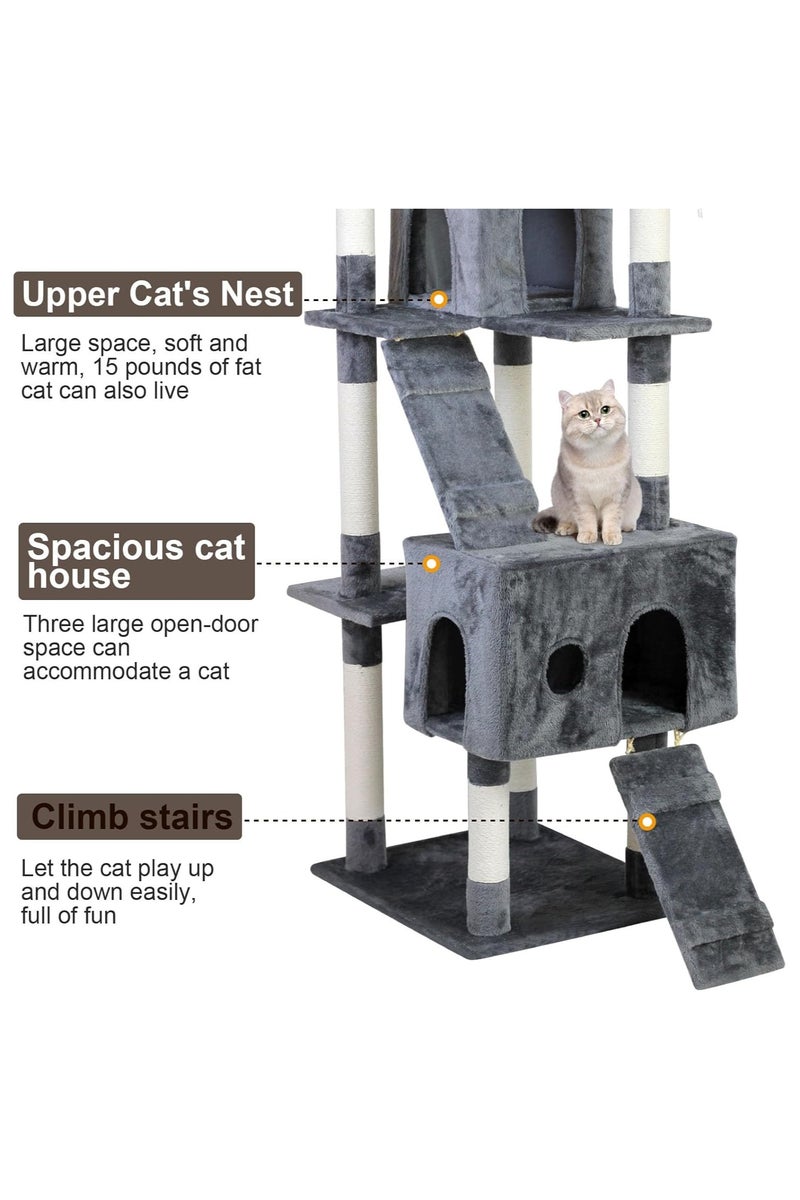 M.A&F's Cat Tree Tower 185cm, Cat Condo with Space Capsule, Multi Level Cat Climbing Frame Indoors, Cat Activity Tree - Image 3