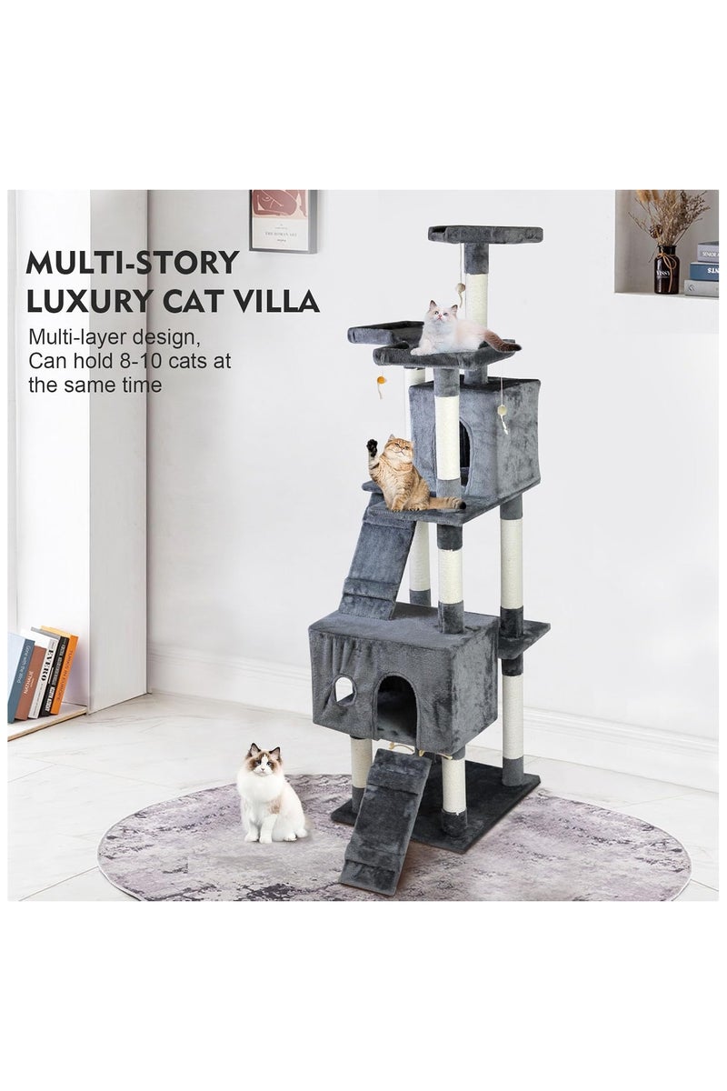 M.A&F's Cat Tree Tower 185cm, Cat Condo with Space Capsule, Multi Level Cat Climbing Frame Indoors, Cat Activity Tree - Image 2