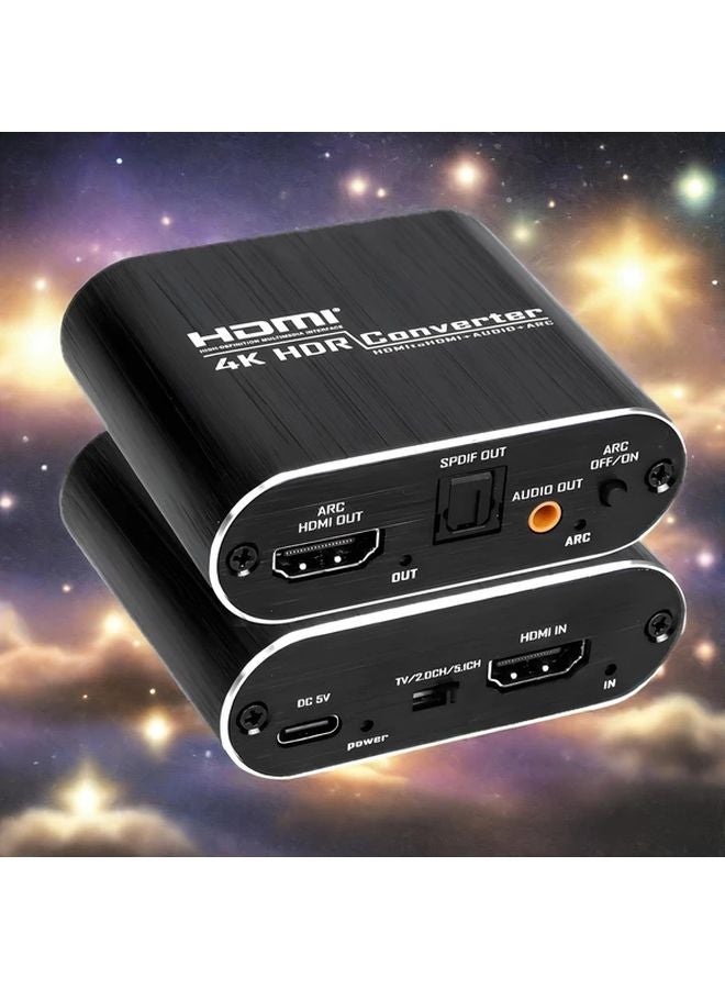 Black HDTV Audio Extractor 4K60Hz Optical Toslink SPDIF 3 5mm AUX PCM DTS 5 1 - Image 2