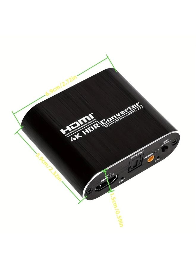 Black HDTV Audio Extractor 4K60Hz Optical Toslink SPDIF 3 5mm AUX PCM DTS 5 1 - Image 3