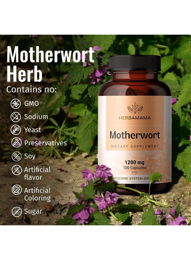 HERBAMAMA Motherwort Capsules Organic Motherwort Herb Pills Vegan Supplement 1200 Mg 100 Caps - Image 5