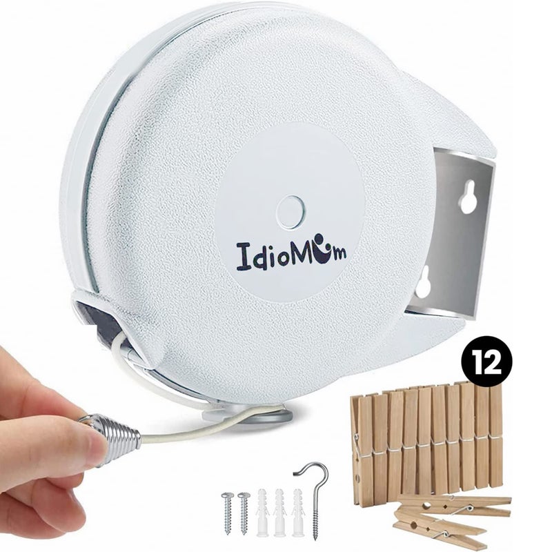 49ft Retractable Clothesline for Indoor and Outdoor Heavy Duty Clothesline Hold Upto 30lbs Washing Line  PVC Clothes Line Retracting Outdoors Hang The Wet Dry Clothes Laundryline