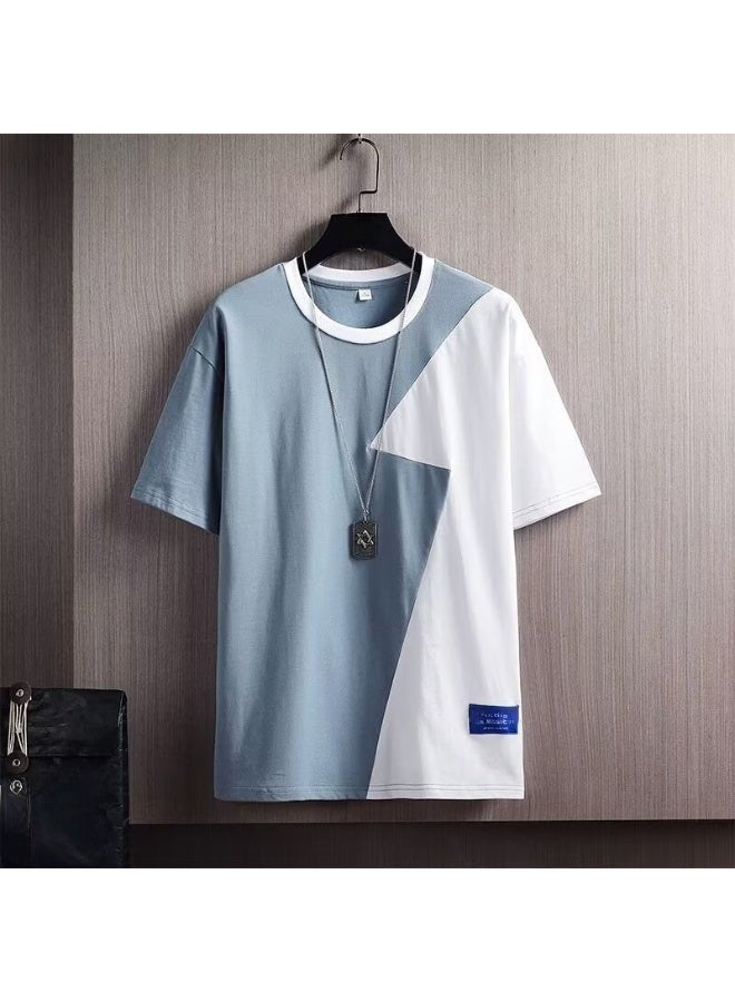 Nariele New Fashion Color Contrast Splicing T-shirt - Image 1