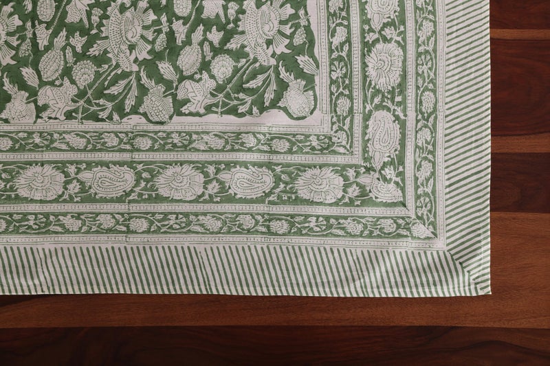 Atosii Meraki Green 100% Cotton Rectangle Tablecloth  Hand Block Print Washable Table Cover  Dining  Christmas Parties  Outdoors  Weddings  Thanksgiving  Halloween  Fall Decor 60 X 90 Inches  6 Seater - Image 4