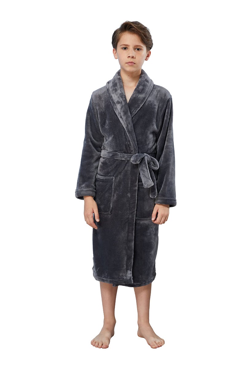 WORW Big Boys Solid Robes Bathrobe Robes Grey Large