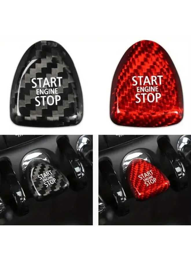 Black Keyless Start Button Cover Carbon Fiber Sticker Trim For Mini Cooper F Models 2014 2019 - Image 1