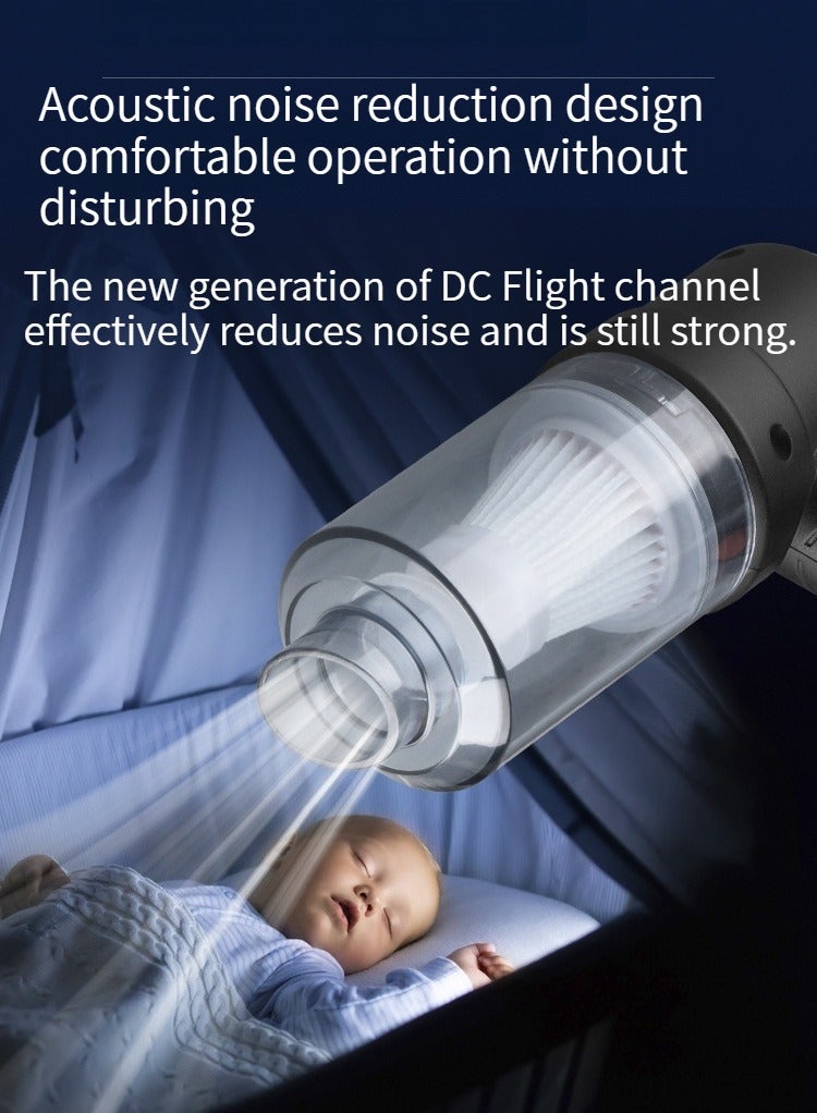 مكنسة كهربائية منزلية متعددة الأغراض للسيارة للمنزل يمكن استخدامها كجهاز شفط شعر الحيوانات الأليفة المحمولة عالية الطاقة مكنسة كهربائية للسيارة أسود - Image 2