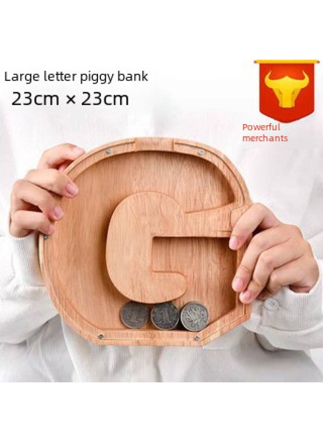 Generic Large Letter Wooden Animal Piggy Bank Children's Savings Pot Logo Engraving Available Customizable Design Toy/storage Container-Color:Large Charcoal E  - Image 1