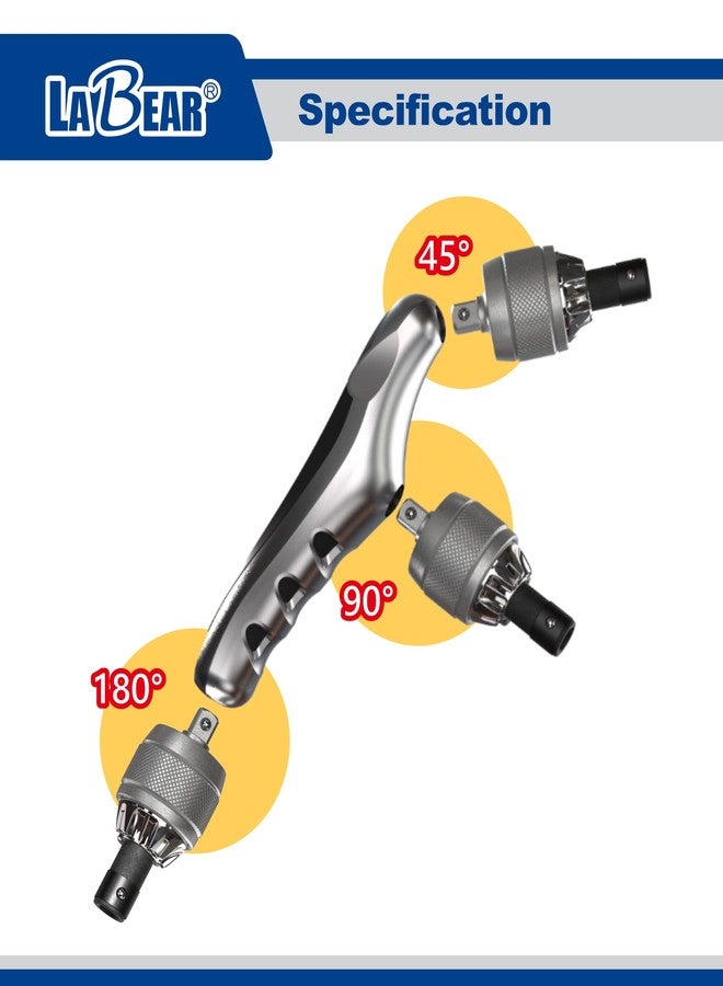 LaBear 3 Adjustable Handle Positions, Multi-Purpose Ratcheting Screwdriver, Ergonomic Grip Handle, Mini Ratchet - Image 2