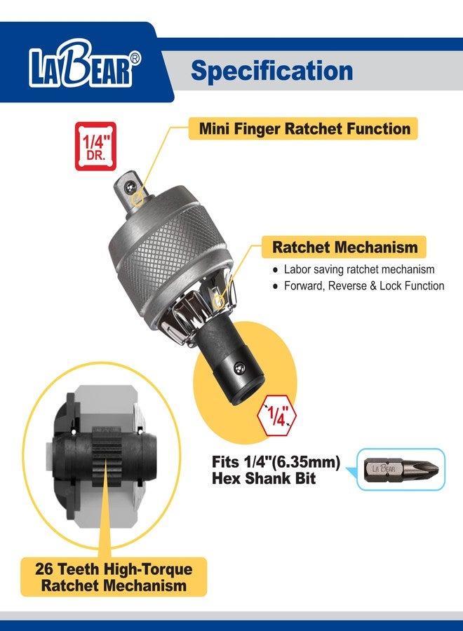 LaBear 3 Adjustable Handle Positions, Multi-Purpose Ratcheting Screwdriver, Ergonomic Grip Handle, Mini Ratchet - Image 4