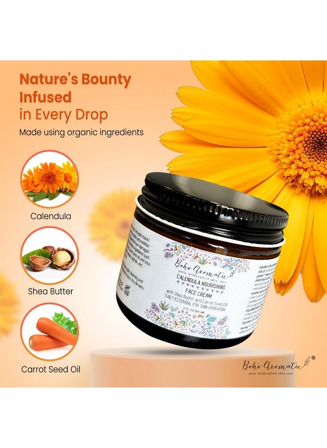 Boho Aromatic Calendula Nourishing Face Cream For Dry Skin Natural & Organic Facial Cream Hydrating And Moisturizing Skin Care Product Vegan Face Cream Facial Moisturizer For Dry Skin  - Image 2