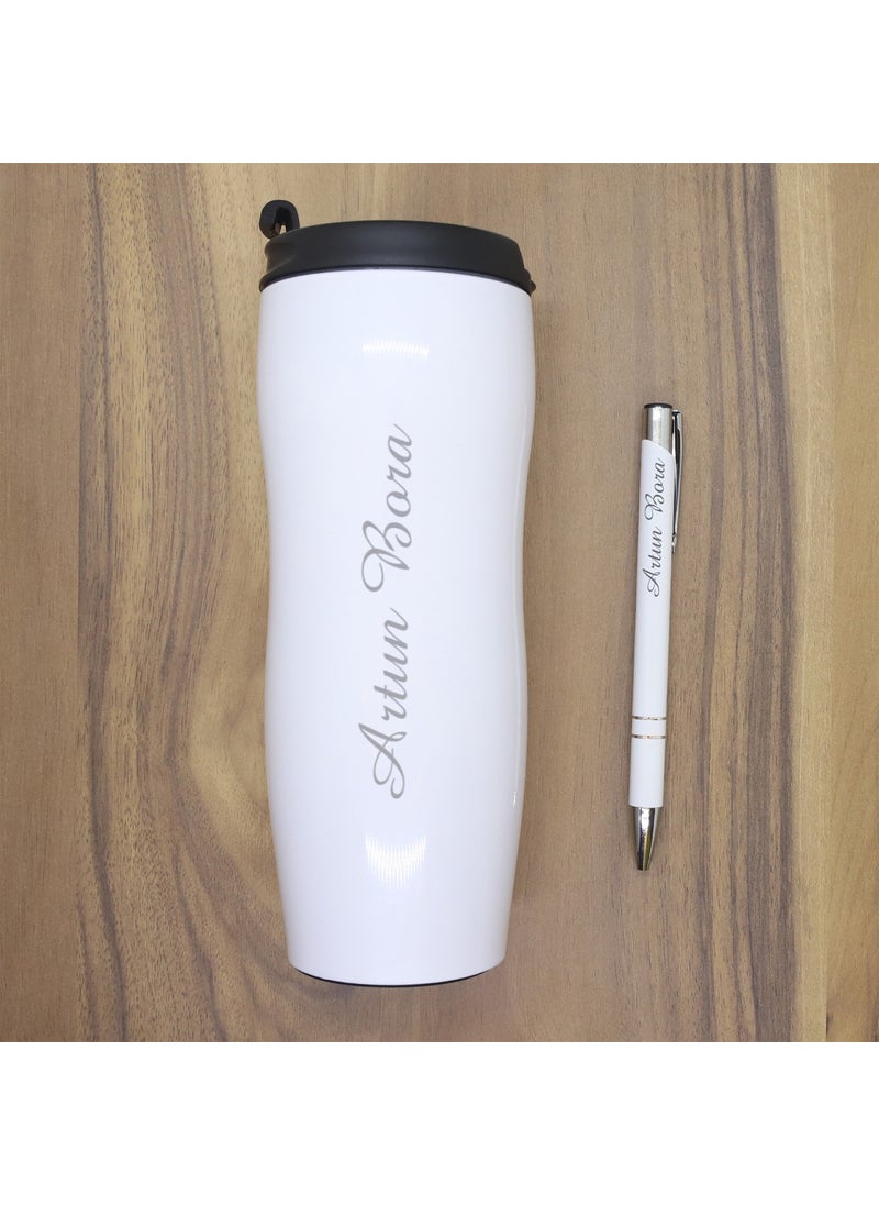 Ada Lazer Personalized Steel Mug Thermos - 400 ml and Ballpoint Pen  - Image 5