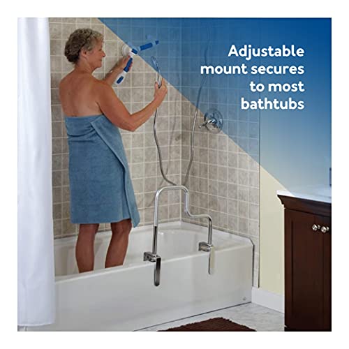 Carex TriGrip Bathtub Handle Grab Bar with Chrome Finish Bathtub Grab Bar for Seniors and Handicap Detachable Toilet Safety Frame with Handles for Assistance in Getting In and Out of Tub - Image 3
