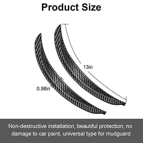 Fekey&JF 2PCS Wheel Tires Eyebrow Strip, 3D Carbon Fiber Automotive Fender Flare Arch Lip Trim Strip, 13'' Anti Collision Wheel Mudguard Strips with 3M Molding Tape, Car Accessories for Most Vehicle - Image 2