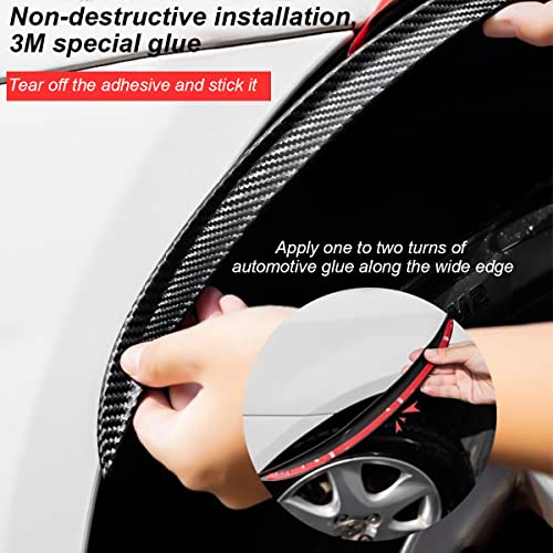 Fekey&JF 2PCS Wheel Tires Eyebrow Strip, 3D Carbon Fiber Automotive Fender Flare Arch Lip Trim Strip, 13'' Anti Collision Wheel Mudguard Strips with 3M Molding Tape, Car Accessories for Most Vehicle - Image 5