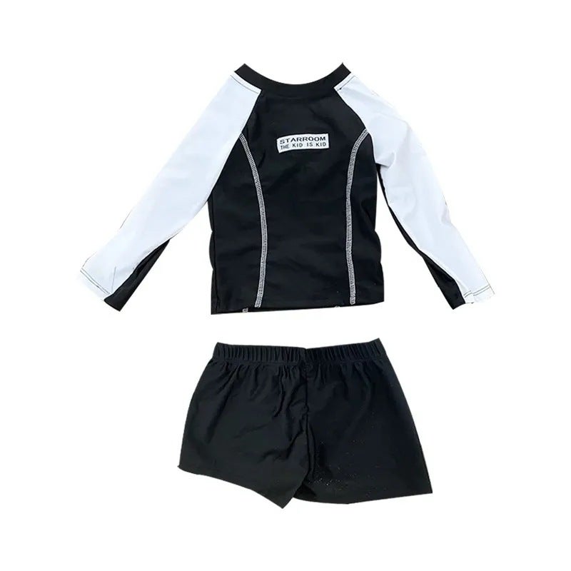 Generic Boys 2024 New Two-Piece Long Sleeve Swimwear Set child 8024 black