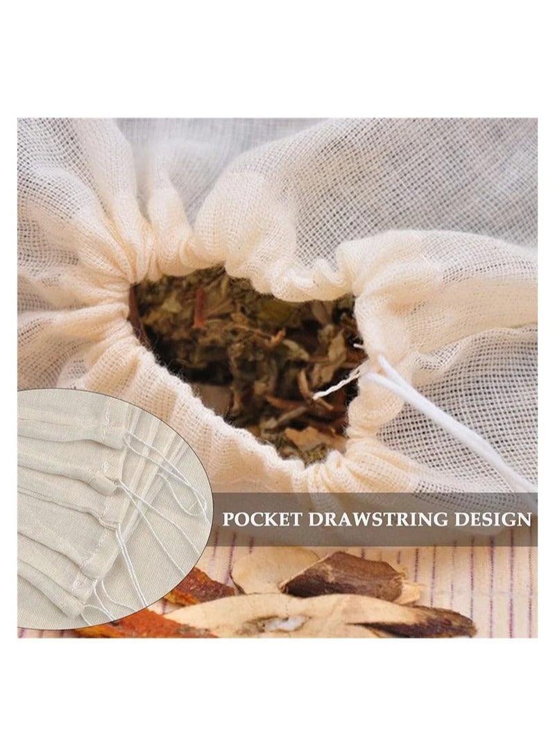 Filter Bag, Cheesecloth Bags Reusable, 10 Pieces Cheese Cloths for Straining, Cotton Muslin Bags Unbleached for Herbs Tea Coffee Cooking Brewing Straining (8 x 12 Inch) - Image 3