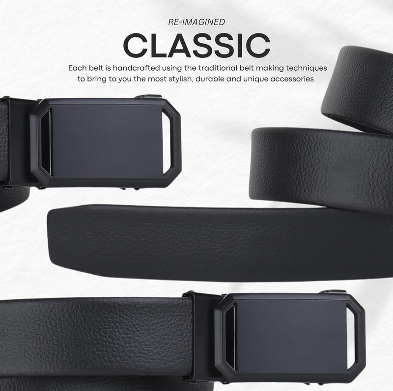ZORO Men's Vegan Leather Belt for Men, Formal/Casual,Autolock,Black | Fit on up to 38 Inches Waist size (BLACK E02, Free Size) - Image 4