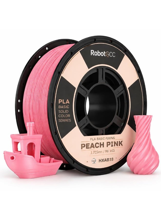robotgcc PLA Basic Peach Pink 1.75mm 3D Printing Material 1KG Spool for FDM 3D Printer, Smooth Extrusion Stable Diameter ±0.02mm Low Warping Strong Layer Adhesion Easy Print PLA for Figurines Decorative Models DIY Projects Educational Prototyping High Precision Consistent Filament - Image 1