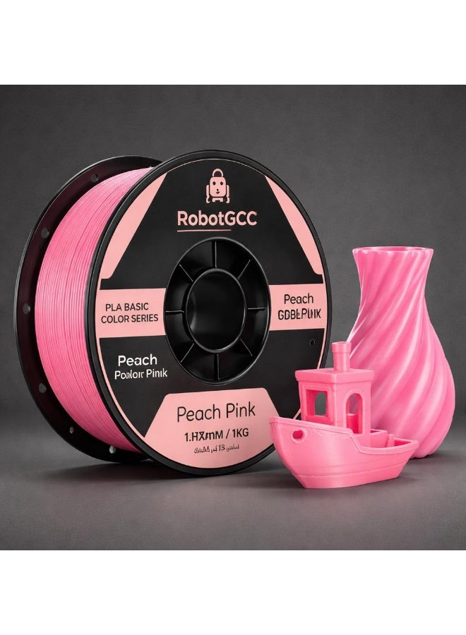 robotgcc PLA Basic Peach Pink 1.75mm 3D Printing Material 1KG Spool for FDM 3D Printer, Smooth Extrusion Stable Diameter ±0.02mm Low Warping Strong Layer Adhesion Easy Print PLA for Figurines Decorative Models DIY Projects Educational Prototyping High Precision Consistent Filament - Image 2