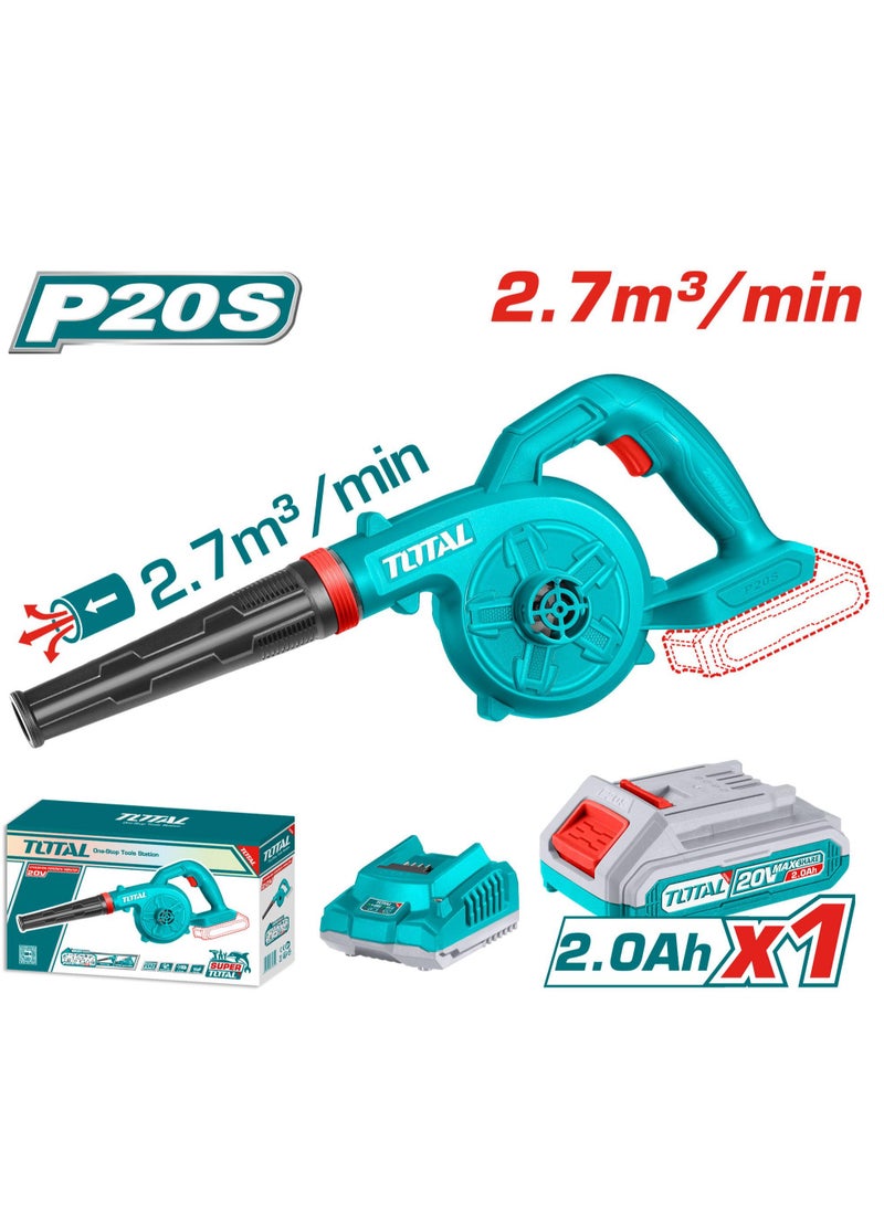 TOTAL Super Total Powerful 20V Cordless Handheld Leaf Blower with 2.0Ah Battery & Charger – High-Speed 18000rpm, 2.7m³/min Air Volume for Effortless Yard, Garden and home Cleanup  - Image 1