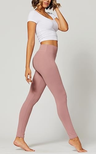 Conceited Leggings for Women - High Waisted - Soft - Casual - Dusty Pink - Small - Medium - Image 4