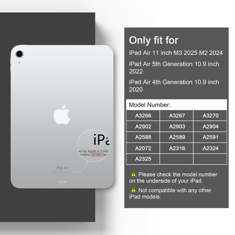 DONGKE for iPad Air 11-inch M3 2025 M2 2024, iPad Air 5th 2022 / 4th Generation 2020 10.9-inch, Slim Foldable Stand Hard PC Translucent Back Shell Smart Cover - [Auto Wake/Sleep] - Post Stamps - Image 2