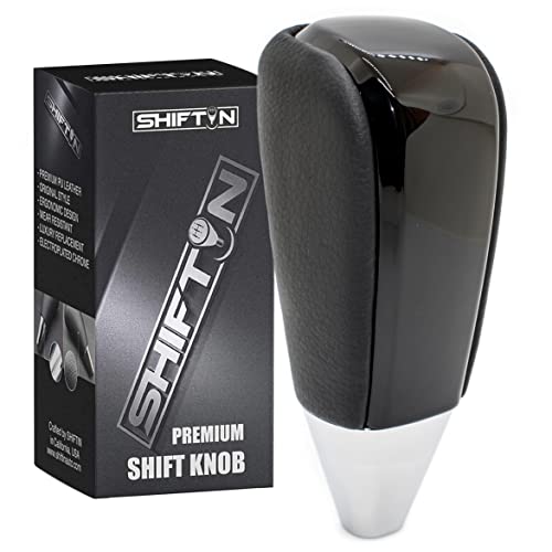 SHIFTIN Black Leather Piano Gear Shift Knob for Toyota Land Cruiser 4Runner Sequoia Tundra and Lexus LX (Black Leather/Piano Black) - Image 1