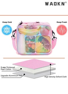 Children's Lunch Box, Rainbow Laser Tote Leakproof Insulated Lunch Bag Reusable Insulated Bento Bag Picnic Ice Bag Girls Simple Shoulder Bag for School and Outdoor Backpack (pink) - pzsku/ZE5C3516F499951C45429Z/45/_/1728570723/169e1d38-937f-4bc7-99c7-77c67f33174e