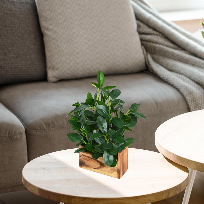 fancymart Plastic Artificial Plant In Buckle Wood Pot (28 Cms / 11 Inchs, Green) - Image 5