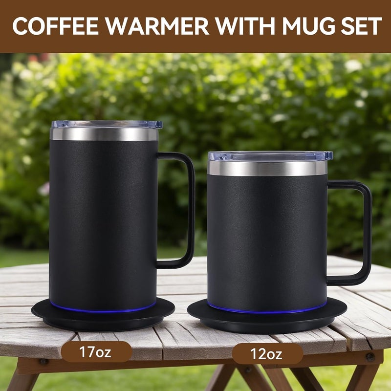 DEQIANG Smart Electric Heated Mug with 10Hrs Auto Shut Off, Coffee Warmer with Mug Set, USB Powered Self Heating Coffee Cup 12oz-Black - Image 3