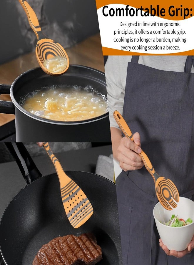 COKKA PRACA 7-Piece Curved Handles Wooden Spoons for Cooking with Ergonomic Grip, Pinewood Fiber Wooden Kitchen Utensil Set, Home & Kitchen Gifts for Men and Women, Dishwasher Safe & Maintenance Free - Image 4
